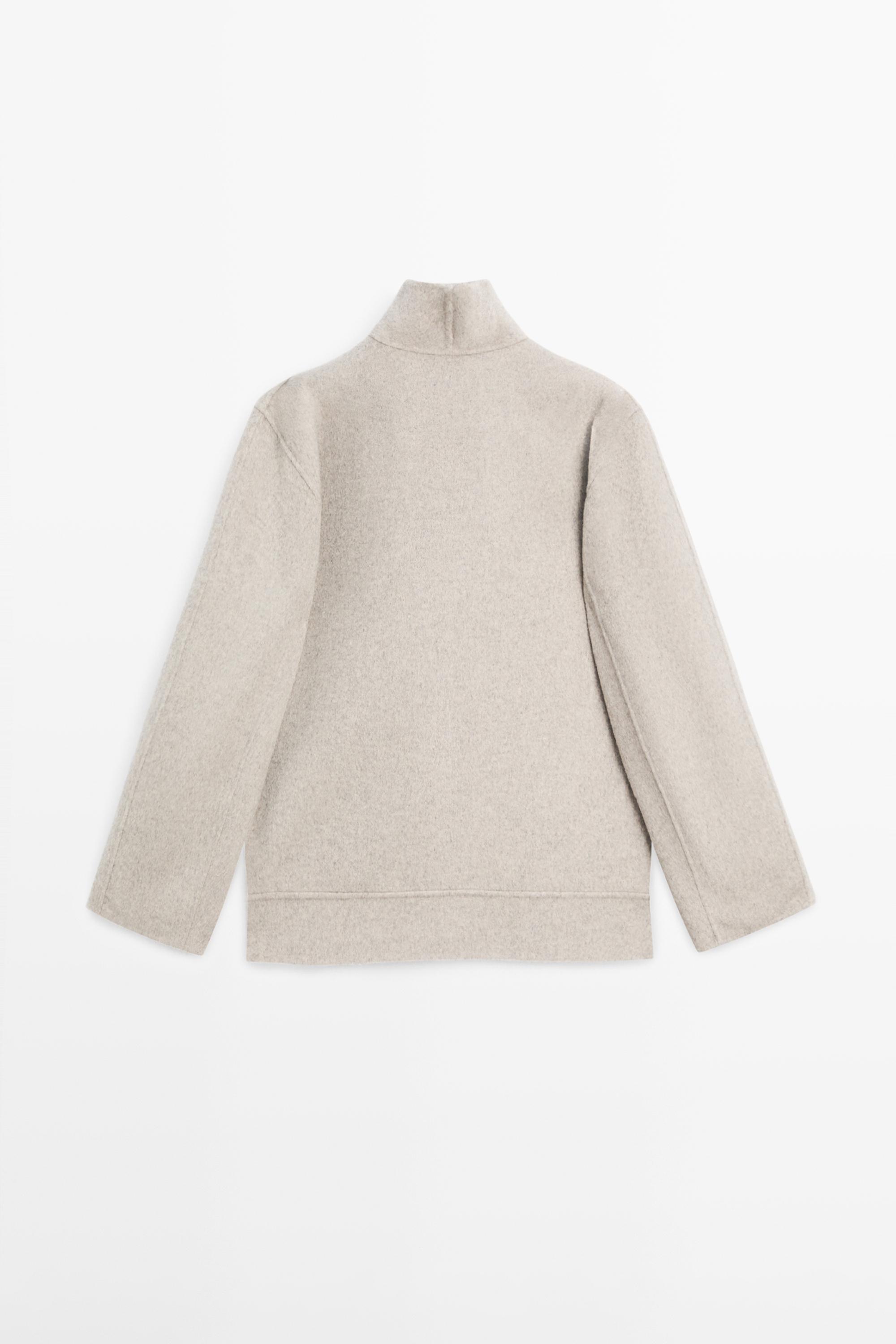 Zip-up wool blend coat